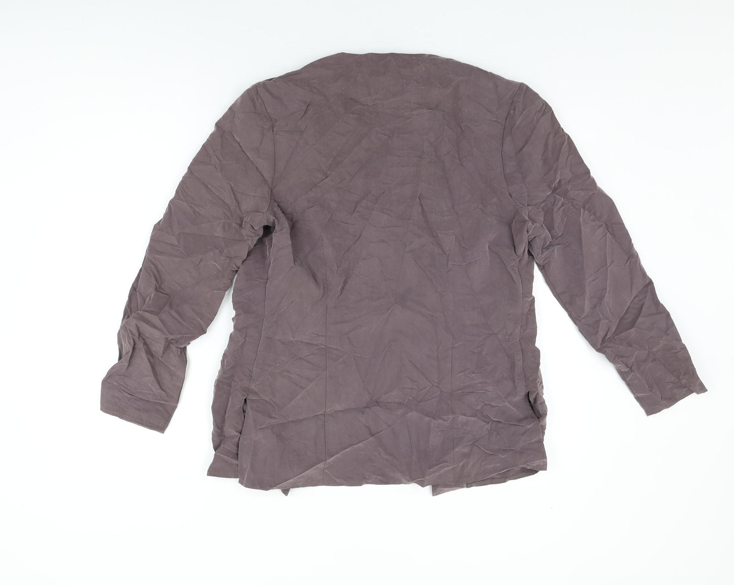C&A Womens Grey Modal Basic Button-Up Size 12 V-Neck