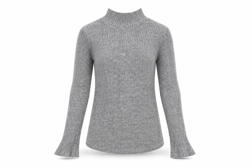 H&M Womens Grey Polyester Basic T-Shirt Size S High Neck