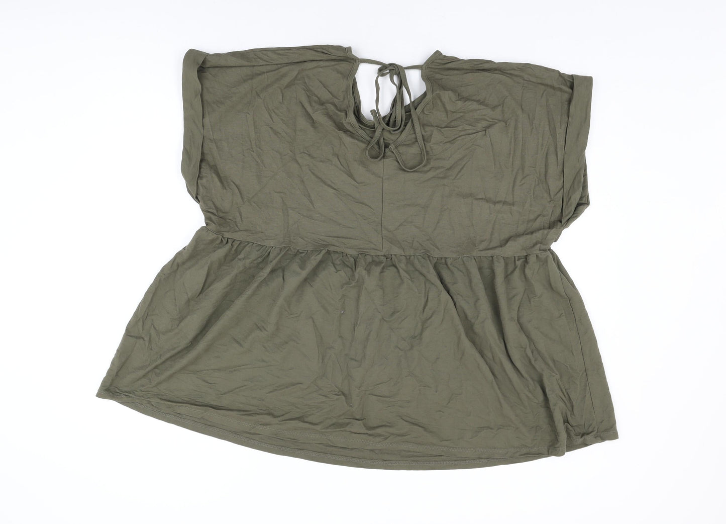 Pep&Co Womens Green Nylon Basic T-Shirt Size XL Round Neck