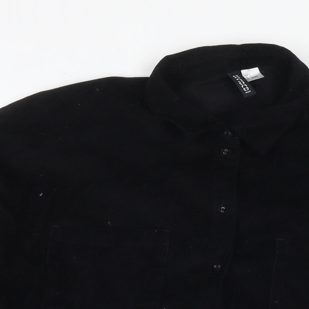 Divided by H&M Mens Black Cotton Button-Up Size S Collared Button
