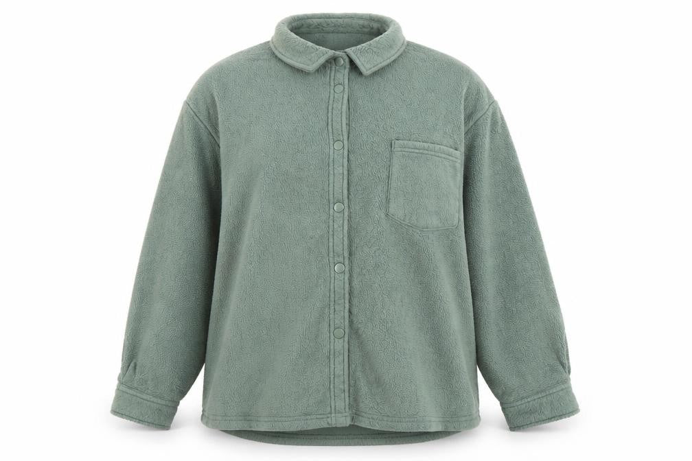 Front view of ASOS women’s green jacket, size UK 16, snap