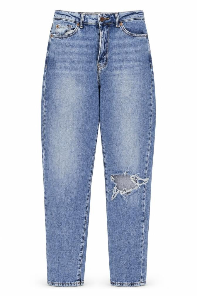 New Look Womens Blue Polyester Blend Mom Jeans Size 8 L29 in Regular Zip
