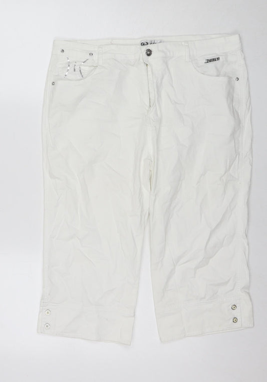 Conos Womens White Cotton Culotte Shorts Size 36 in L16 in Regular Zip