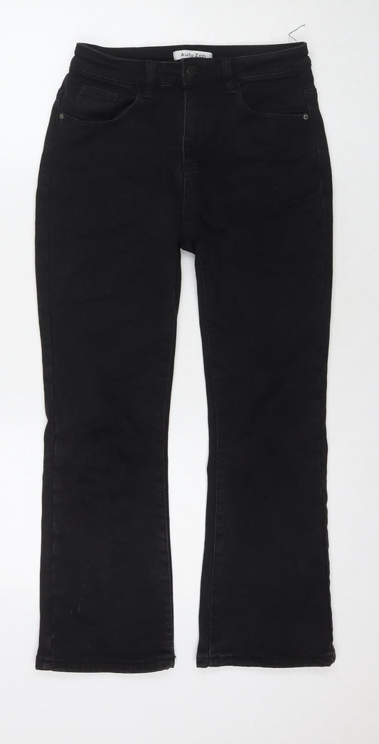 Autu Zcci Womens Black Cotton Blend Bootcut Jeans Size M L24 in Regular Zip