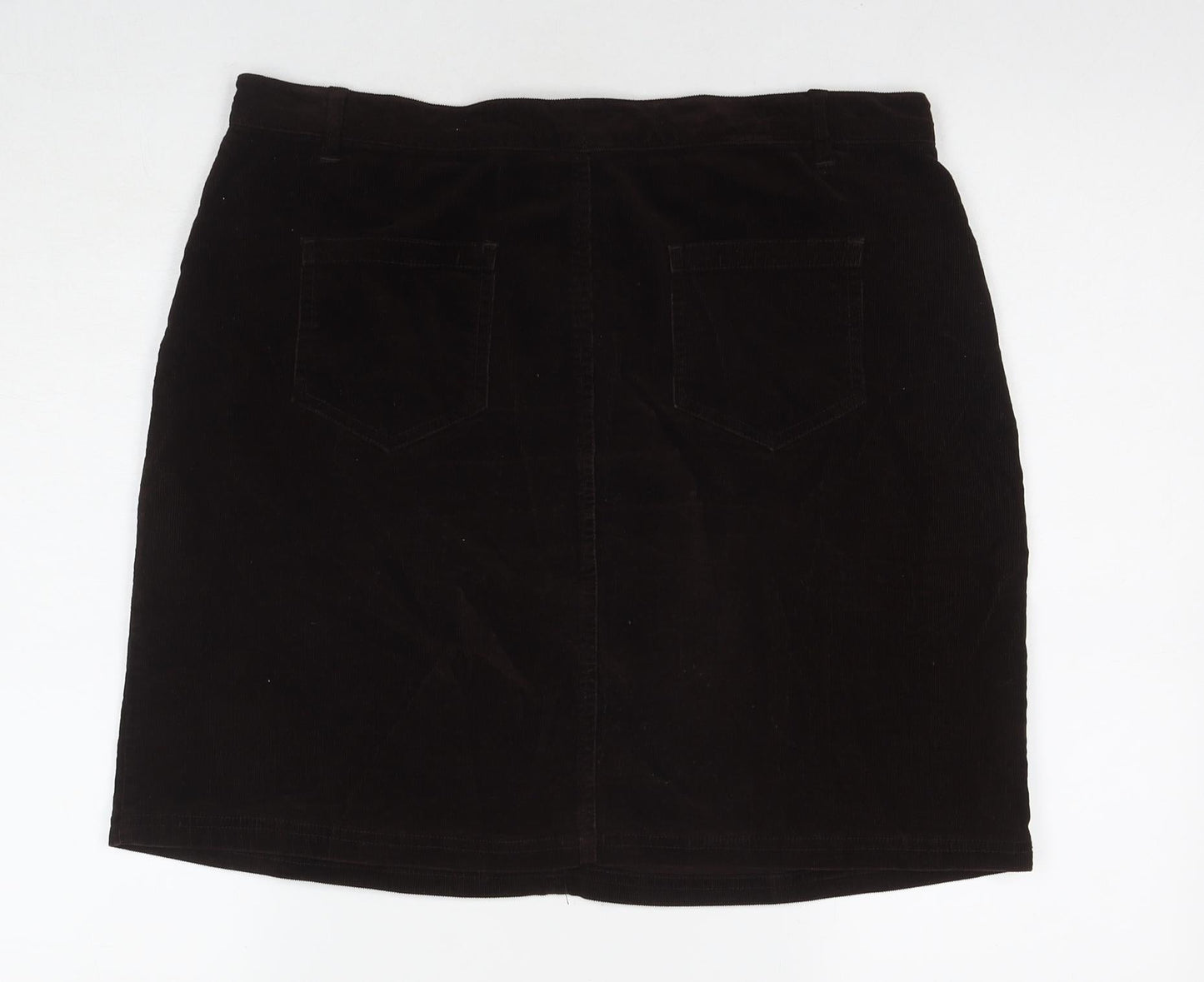John Lewis Womens Brown Cotton A-Line Skirt Size 14 Zip