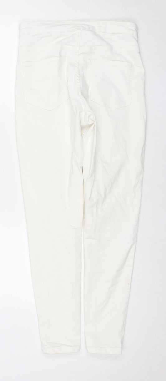 Marks and Spencer Womens White Cotton Skinny Jeans Size 12 L27 in Regular Zip