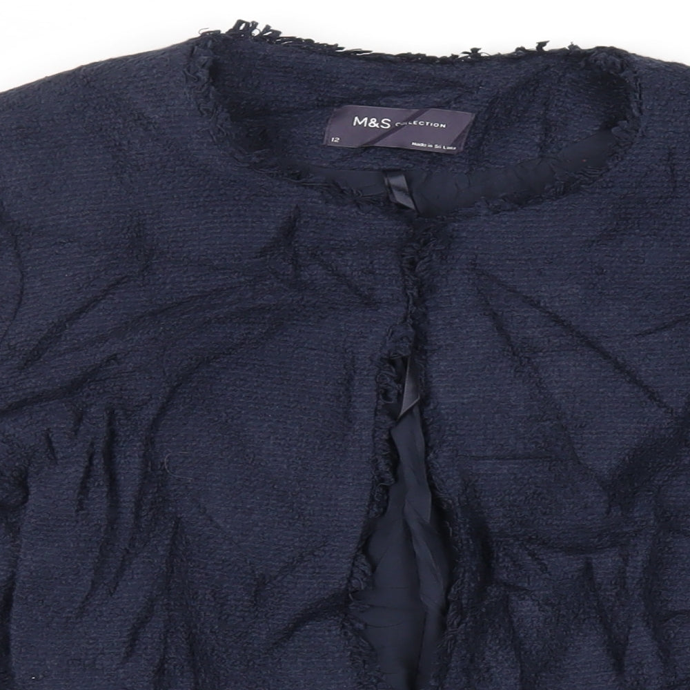 Marks and Spencer Womens Blue Jacket Blazer Size 12 Hook & Eye