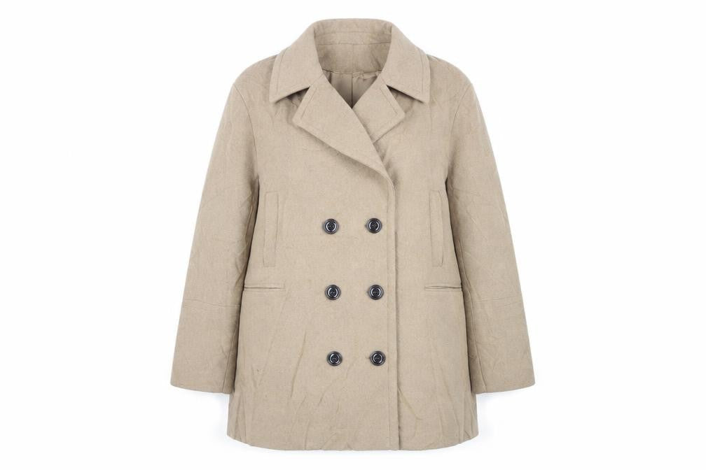 Marks and Spencer Womens Beige Pea Coat Coat Size 22 Button