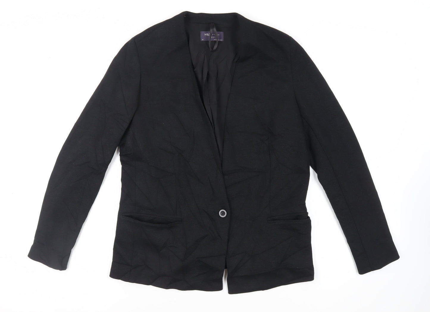 Marks and Spencer Womens Black Jacket Blazer Size 14 Button