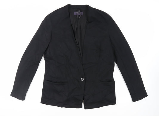 Marks and Spencer Womens Black Jacket Blazer Size 14 Button