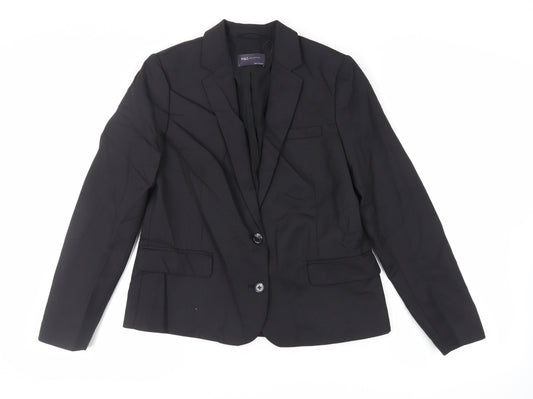 Marks and Spencer Womens Black Jacket Blazer Size 10 Button
