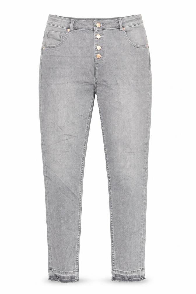 Marks & Spencer Girls Grey Cotton Skinny Jeans Size 13-14 Years Regular Button - Raw Hem