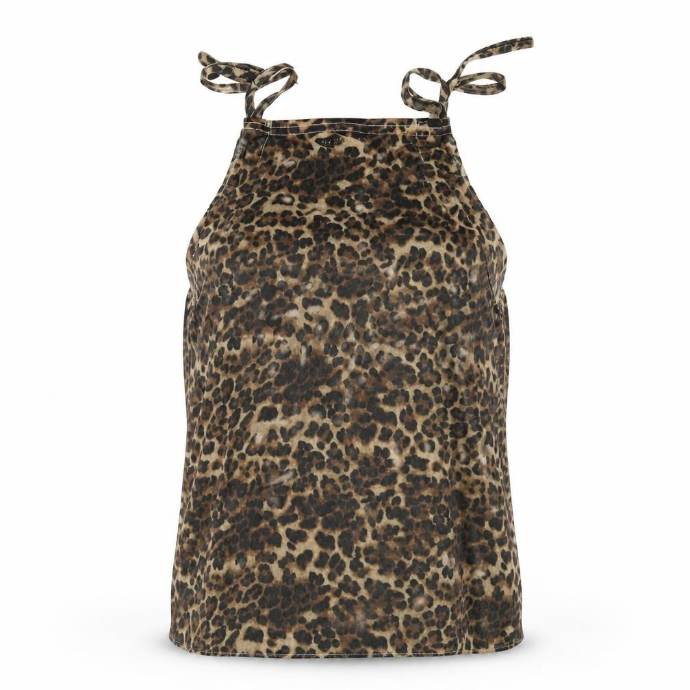 PRETTYLITTLETHING Womens Brown Animal Print Polyester Camisole T-Shirt Size 8 Square Neck