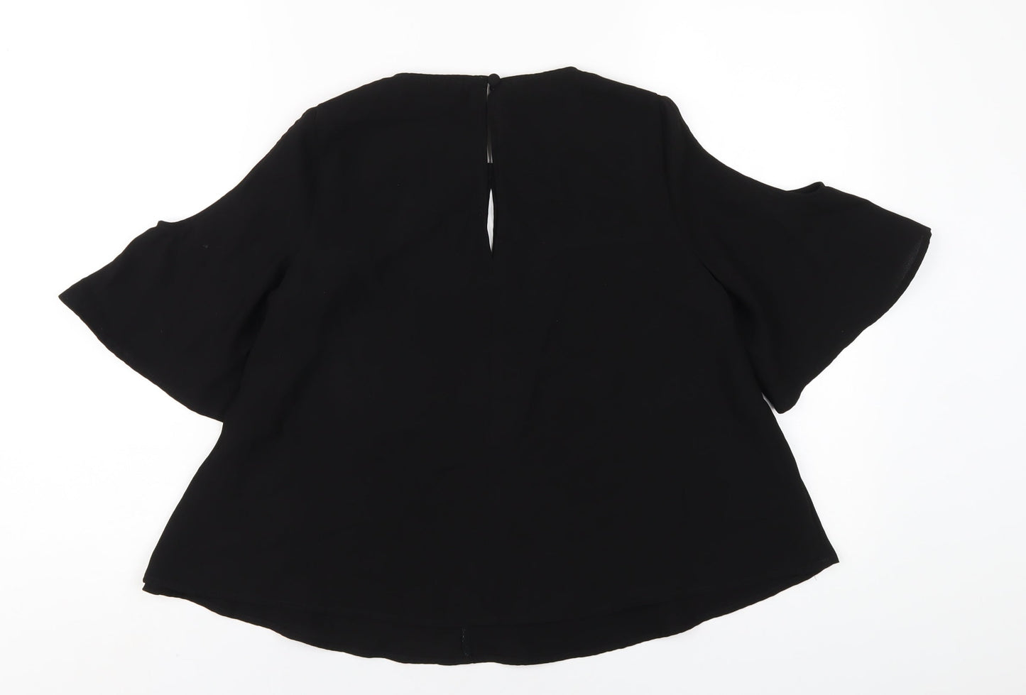 Topshop Womens Black Polyester Basic T-Shirt Size 10 Round Neck