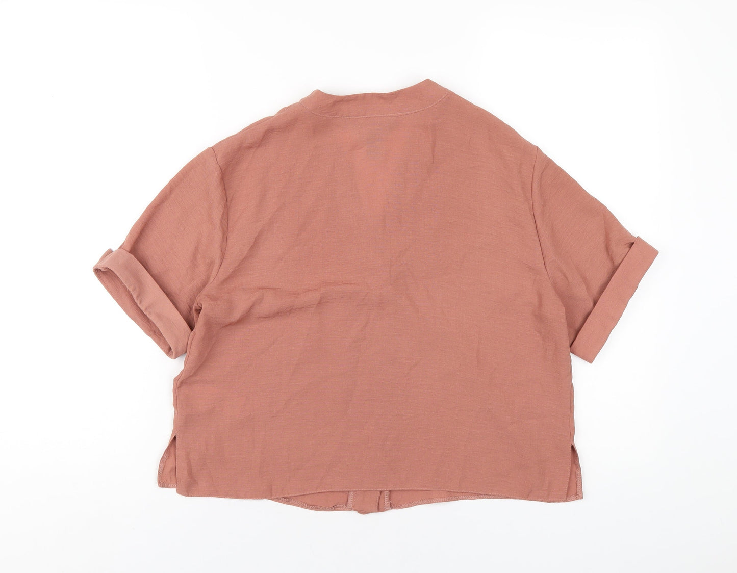 New Look Womens Brown Polyester Basic T-Shirt Size 8 V-Neck