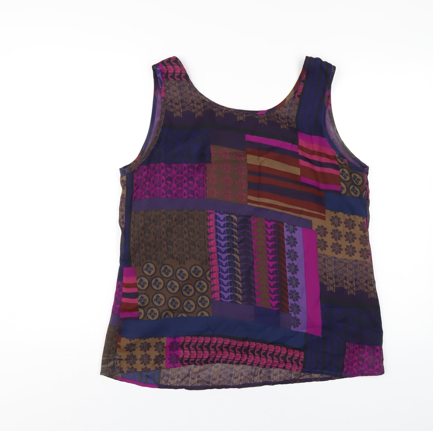Gray & Osbourn Womens Multicoloured Geometric Polyester Basic Tank Size 16 Scoop Neck