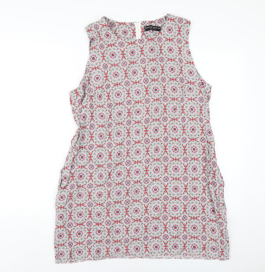 Dorothy Perkins Womens Multicoloured Geometric Viscose A-Line Size 18 Round Neck Zip
