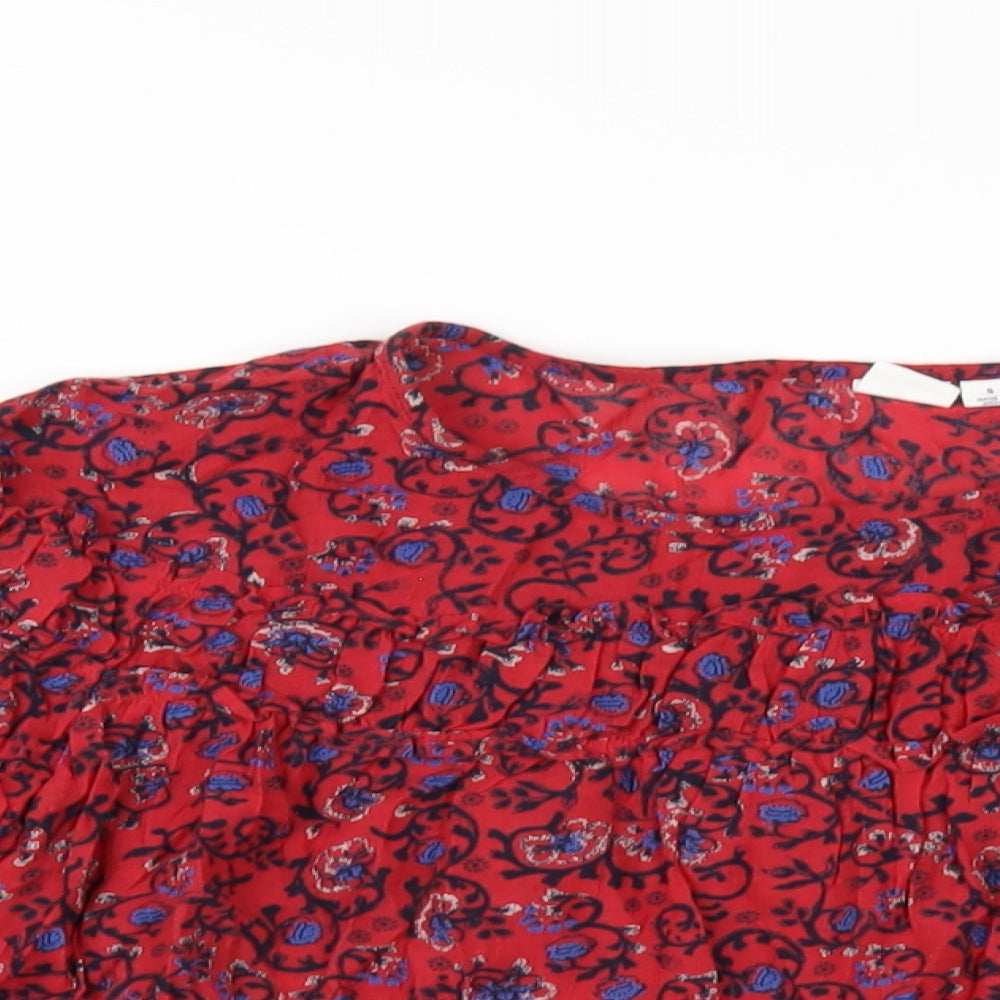 Gap Womens Red Geometric Viscose Basic T-Shirt Size S Round Neck