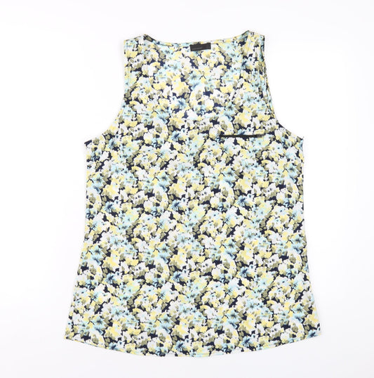 VERO MODA Womens Multicoloured Floral Polyester Basic Tank Size L Scoop Neck
