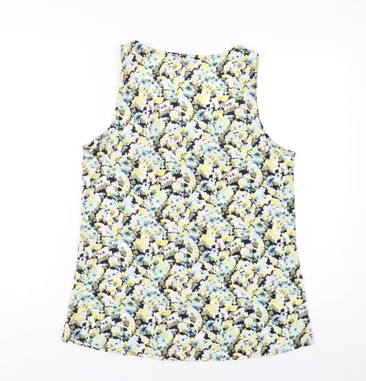 VERO MODA Womens Multicoloured Floral Polyester Basic Tank Size L Scoop Neck
