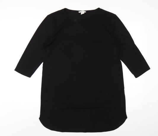 H&M Womens Black Polyester T-Shirt Dress Size S Round Neck Pullover
