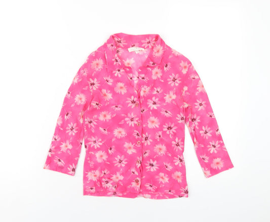 Kookai Womens Pink Floral Polyester Basic Button-Up Size S Collared