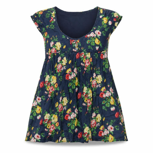 Jack Wills Womens Blue Floral Cotton A-Line Size 8 Scoop Neck Pullover