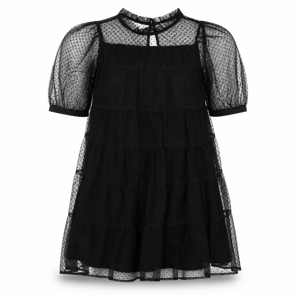 Next Girls Black Polyester A-Line Size 11 Years Round Neck Button
