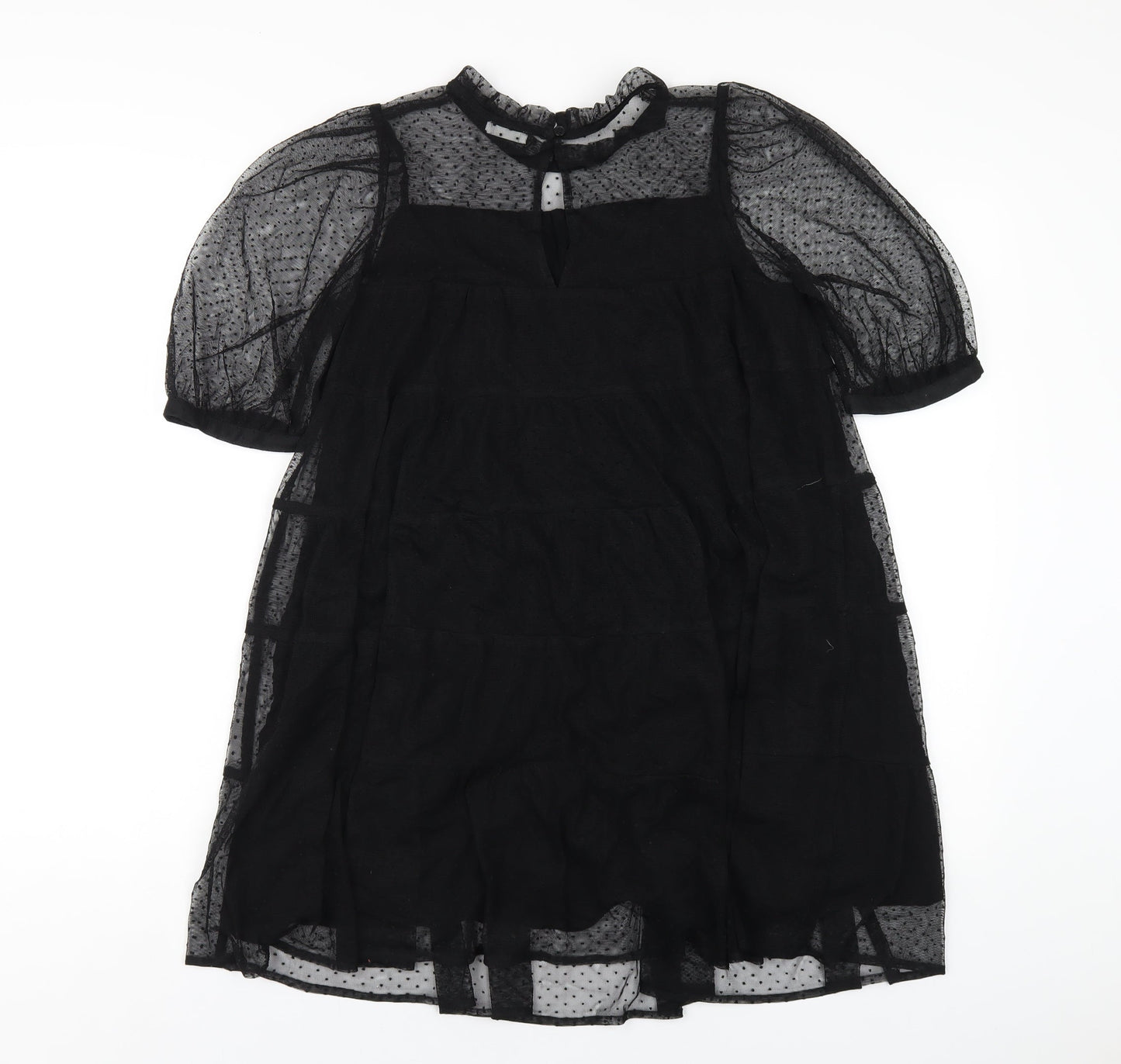 NEXT Girls Black Polyester A-Line Size 11 Years Round Neck Button