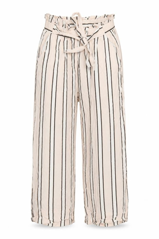 New Look Womens Pink Striped Linen Capri Trousers Size 6 L22 in Regular