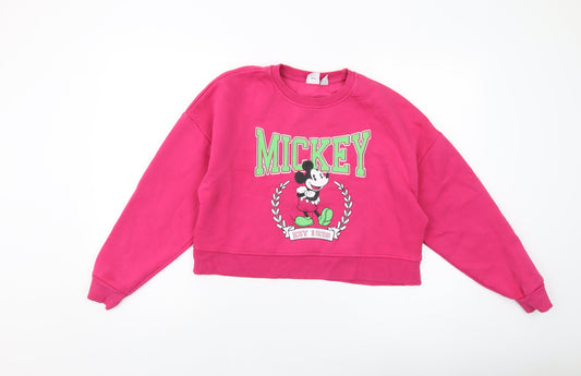 Disney Womens Pink Cotton Pullover Sweatshirt Size 10 Pullover - Mickey Mouse