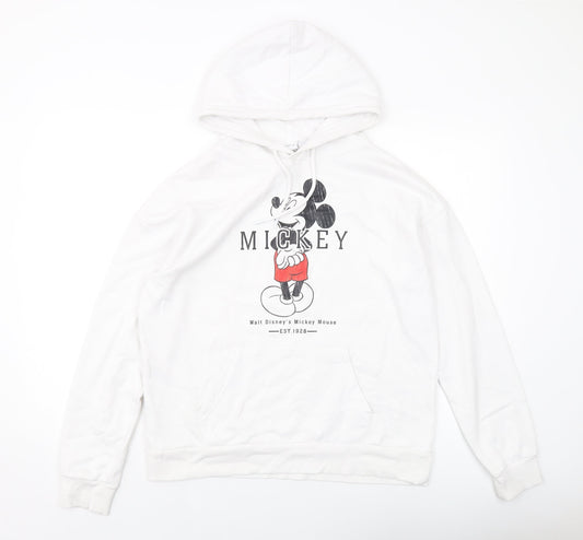 Disney Womens White Cotton Pullover Hoodie Size S Pullover