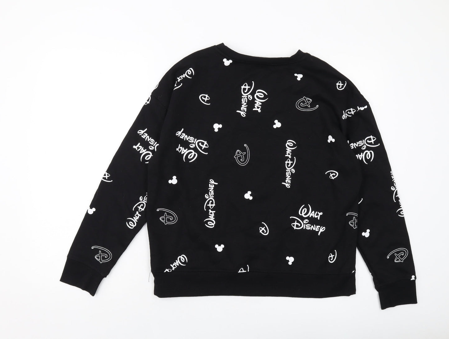 Disney Womens Black Geometric Cotton Pullover Sweatshirt Size S Pullover