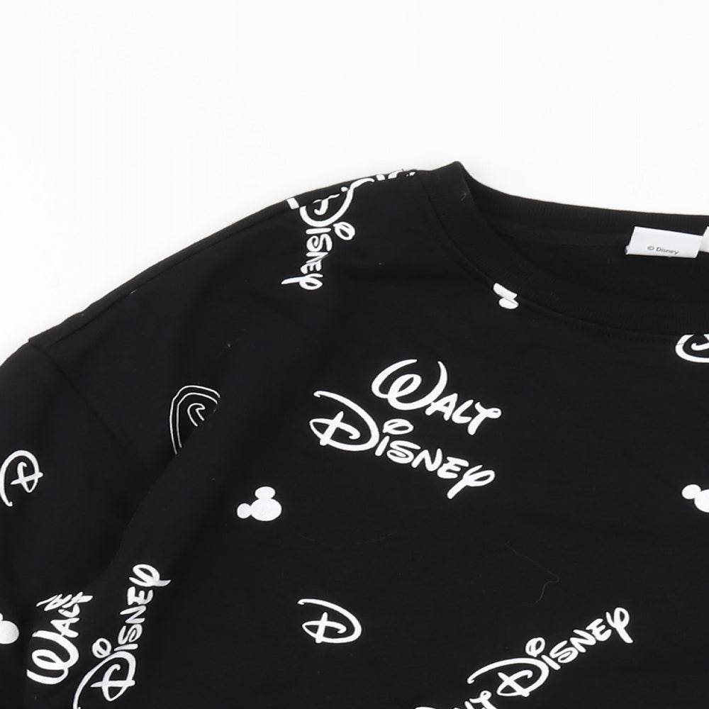 Disney Womens Black Geometric Cotton Pullover Sweatshirt Size S Pullover