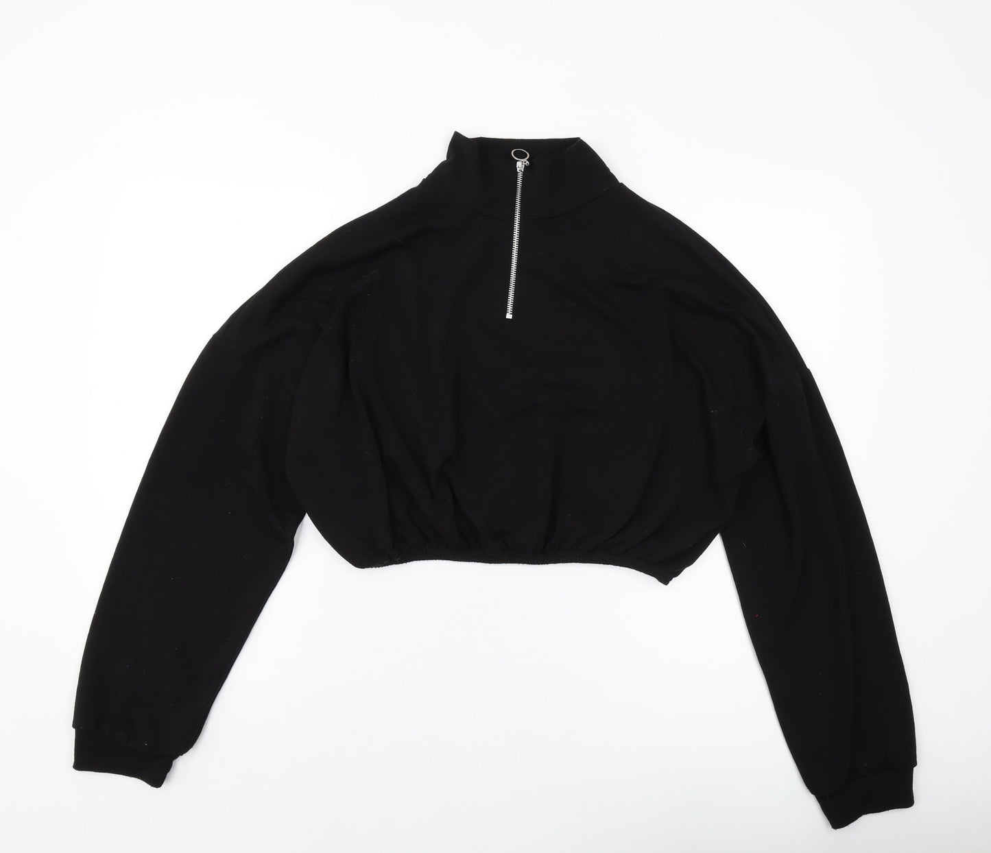Missguided Womens Black Polyester Pullover Sweatshirt Size 12 Zip