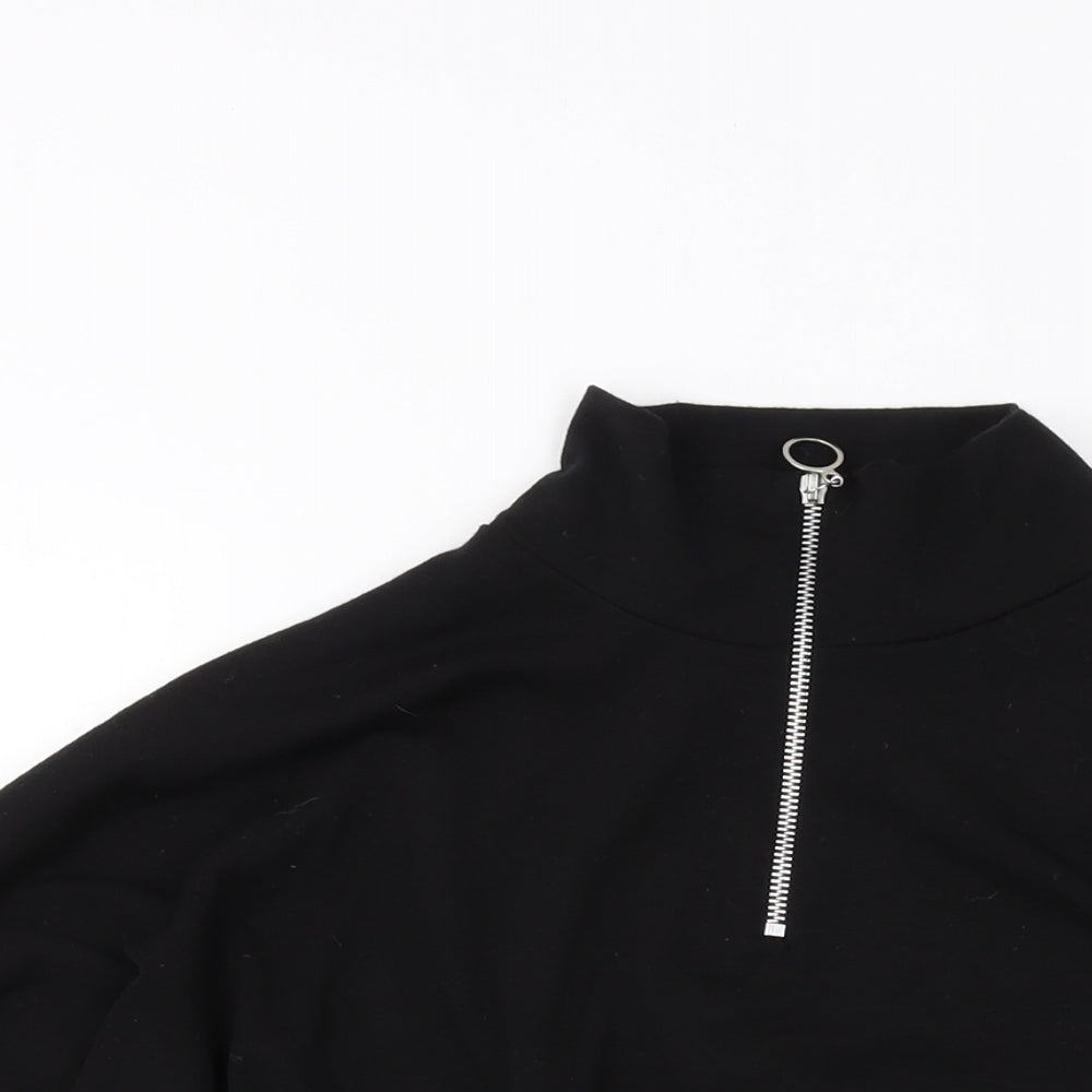 Missguided Womens Black Polyester Pullover Sweatshirt Size 12 Zip