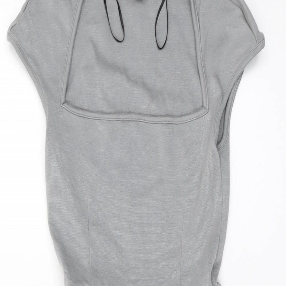 H&M Womens Grey Viscose Mini Size 2XS Square Neck Pullover