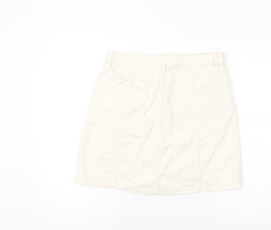 Tulchan Womens Beige Cotton Mini Skirt Size 12 Button