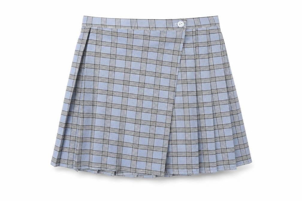 Nasty Gal Womens Blue Plaid Polyester A-Line Skirt Size 12 Button