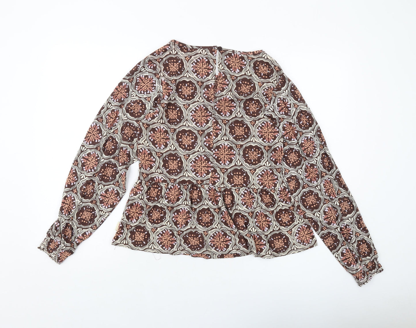 BURGS Womens Multicoloured Geometric Polyester Basic Blouse Size 10 Round Neck