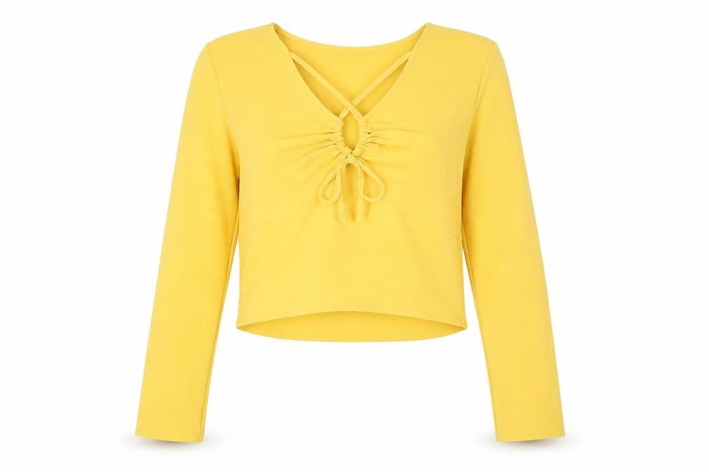 RESERVED Womens Yellow Polyester Basic Blouse Size 10 Round Neck