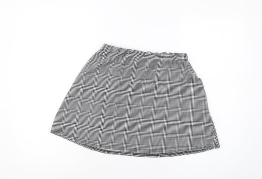 Select Womens Black Plaid Polyester Mini Skirt Size 12