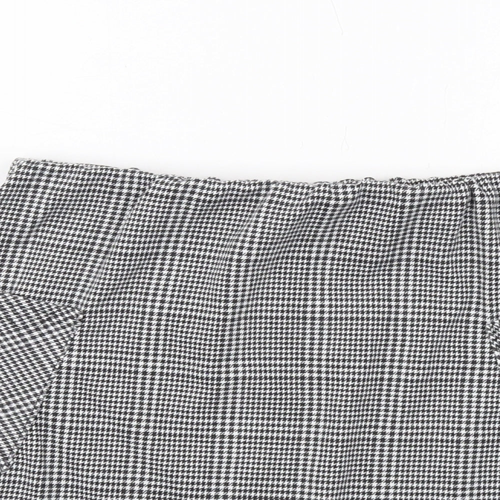 Select Womens Black Plaid Polyester Mini Skirt Size 12