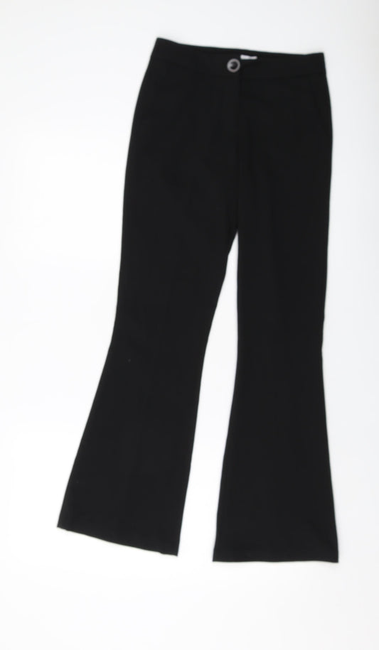 Silenzi Womens Black Polyester Trousers Size 4 L29 in Regular Button