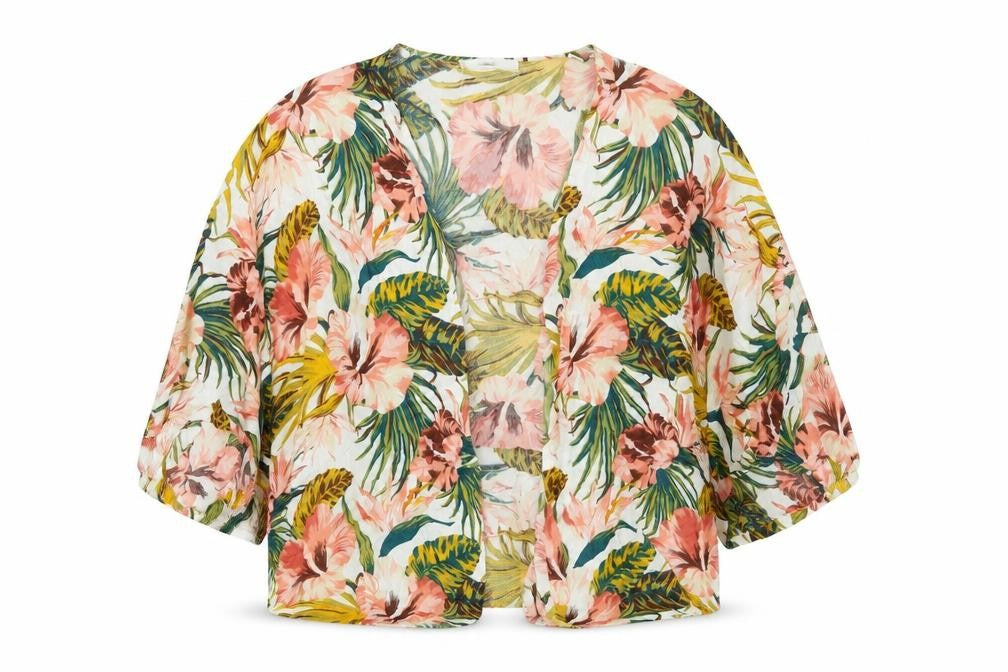 Next Womens Multicoloured Floral Viscose Kimono Blouse Size L V-Neck