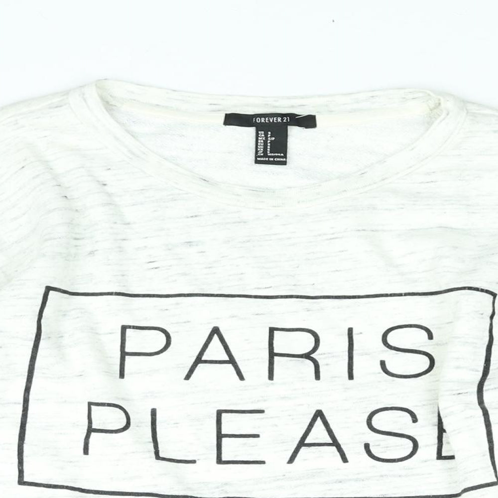 FOREVER 21 Womens White Polyester Pullover Sweatshirt Size S Pullover - Paris Please