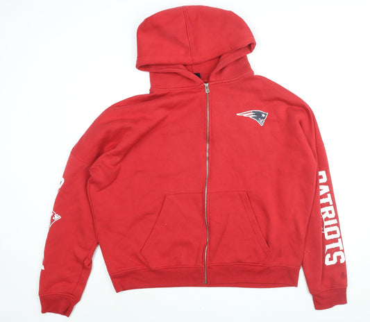 NFL Womens Red Polyester Full Zip Hoodie Size 12 Zip - NFL Patriots