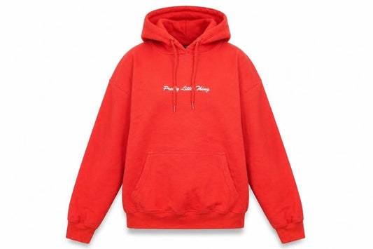 PRETTYLITTLETHING Womens Red Cotton Pullover Hoodie Size S Pullover - Embroidered Logo