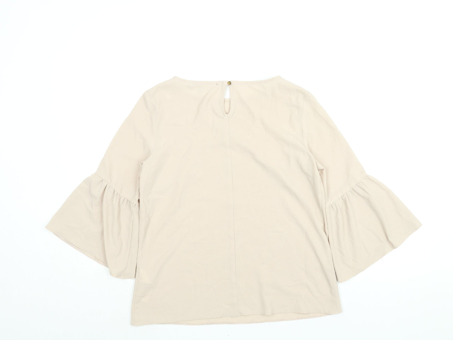 Red Herring Womens Beige Polyester Basic Blouse Size 10 Round Neck - Bell Sleeve