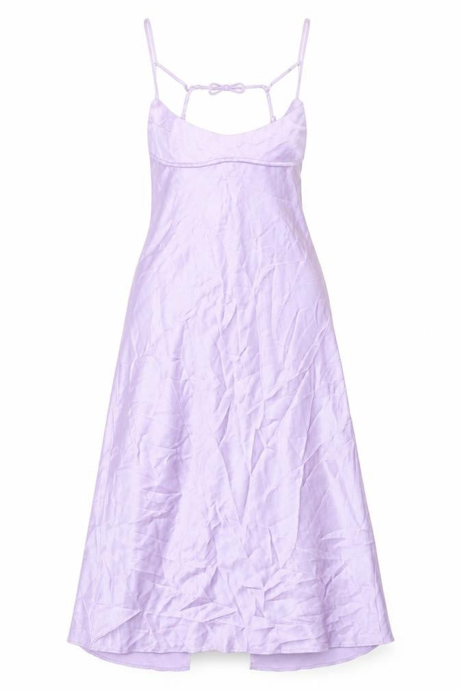 Zara Womens Purple Polyester Slip Dress Size L Scoop Neck Zip